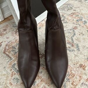 Chic Brown Leather Heeled Boots